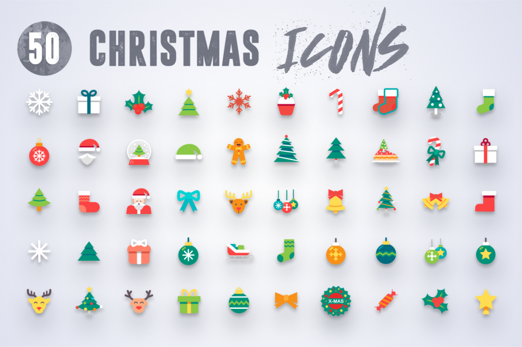 White Background Christmas Icons