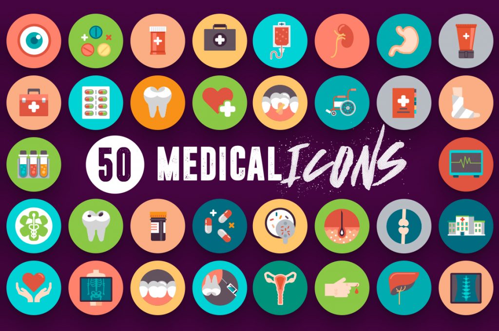 White Background Medical Icons