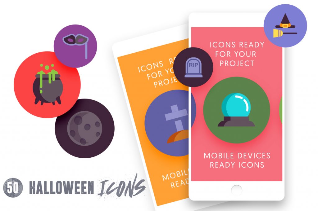 Customizable and vector 50 Halloween Icons