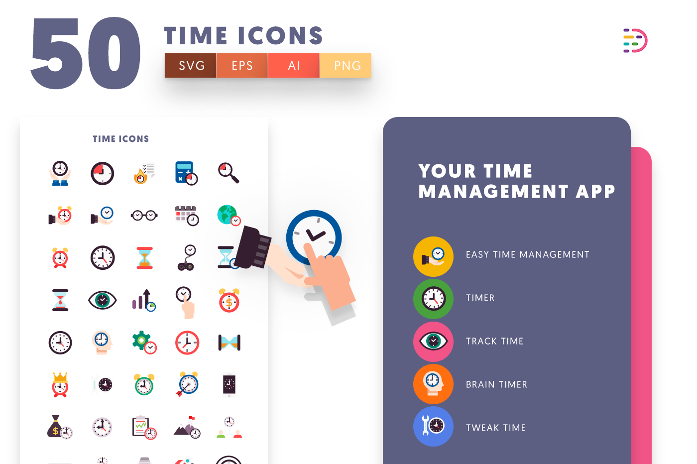 Customizable Time Flat Icons