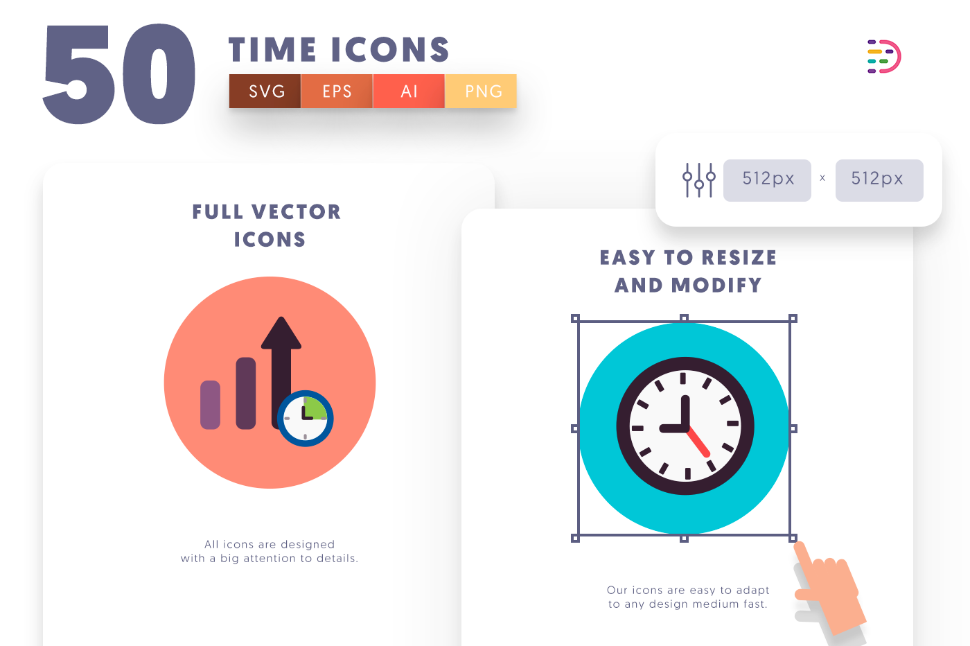 Full vector 50 Time Flat Icons