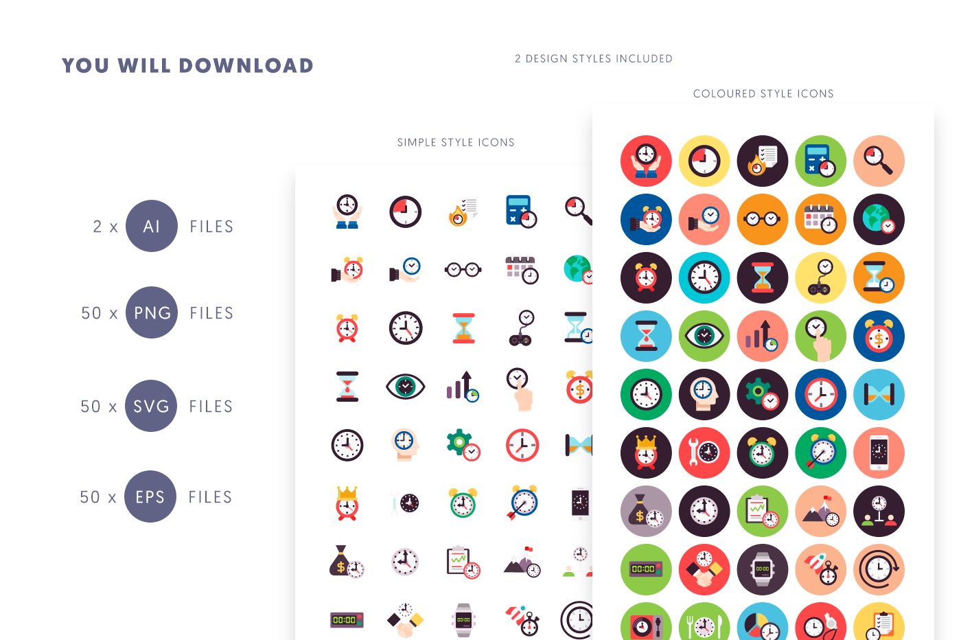 Modern Time Flat Icons