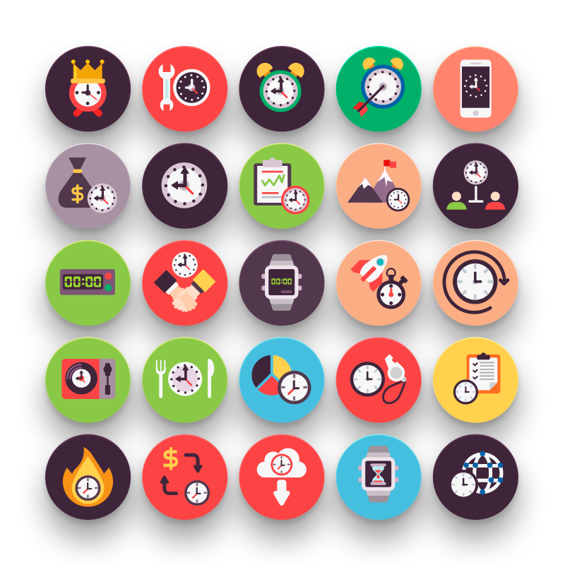 50 Time Flat Icons