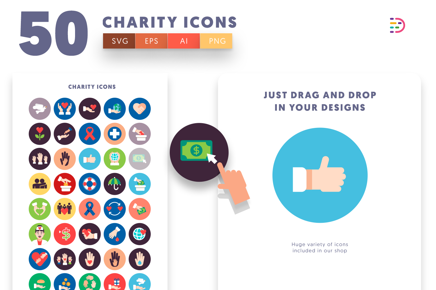 Design ready 50 Charity Icons