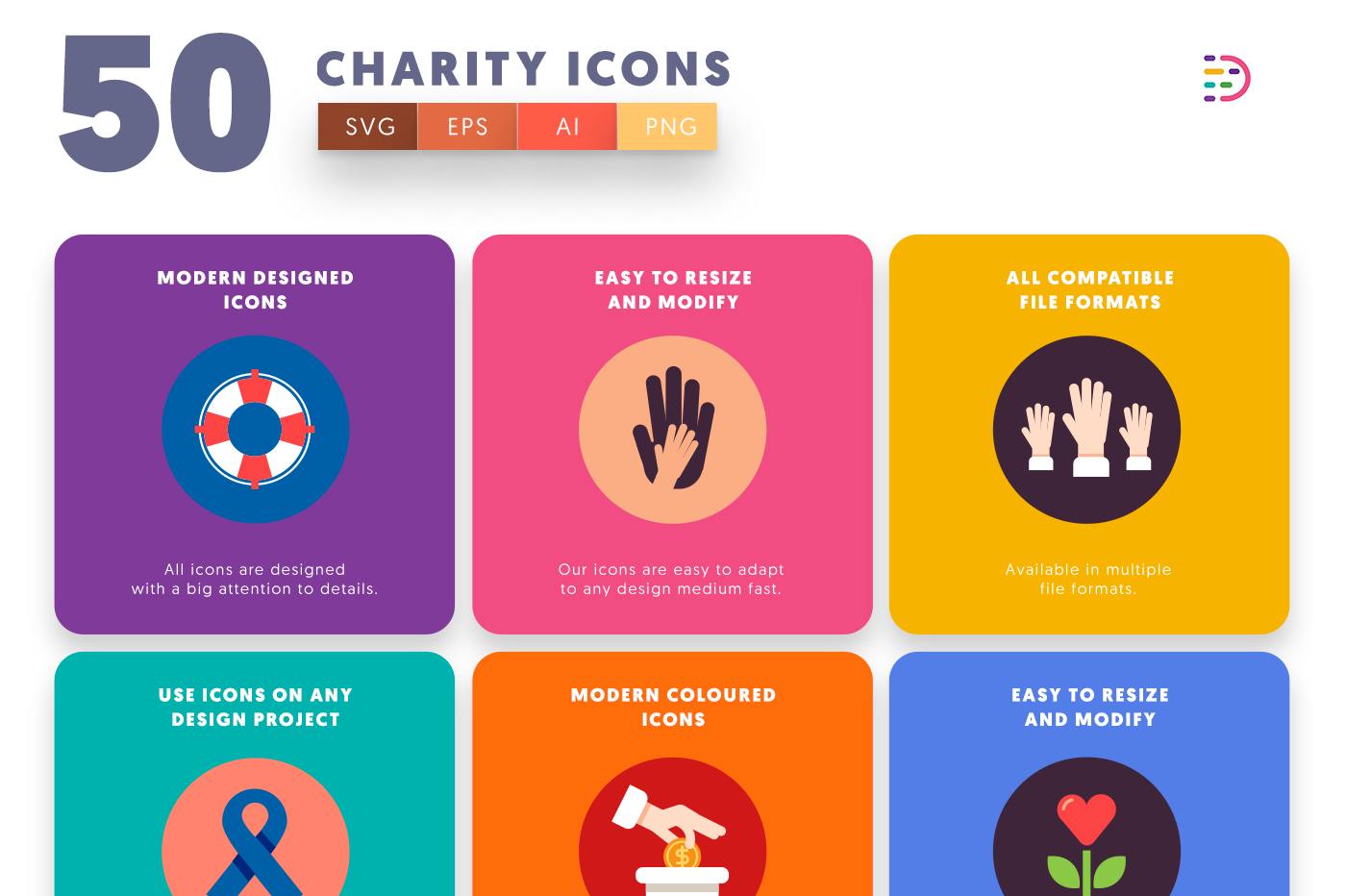 Customizable and vector Charity Icons