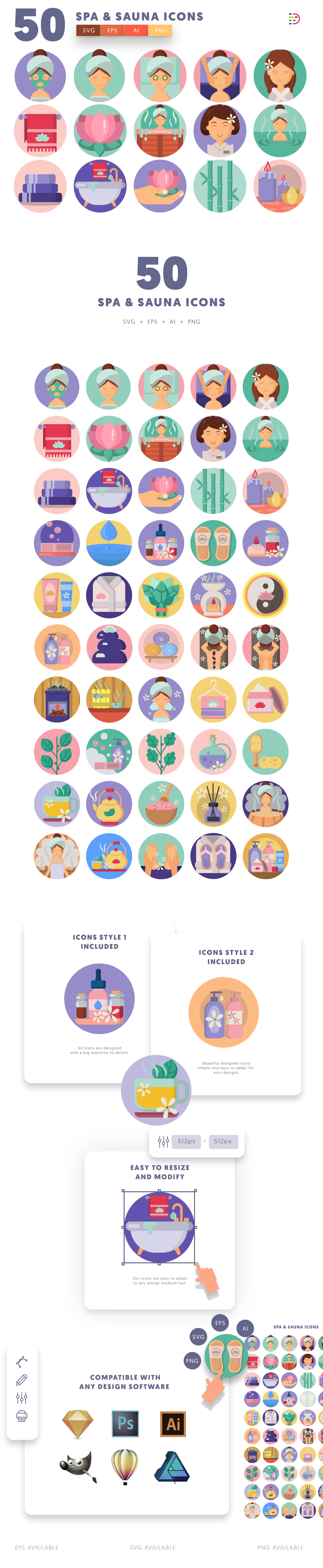 Spa and Sauna Icons