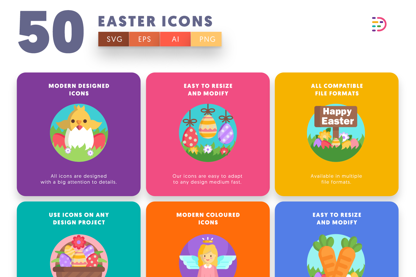 Full vector 50 Easter Icons