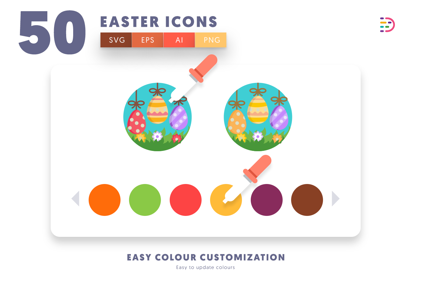 EPS, SVG, PNG full vector 50 Easter Icons