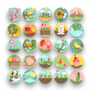 Spring-summer-flat-cute-icons-Icons-Cover