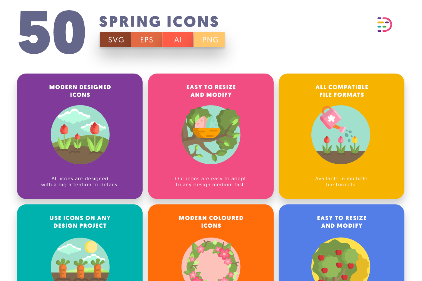 Full vector 50 Spring Icons