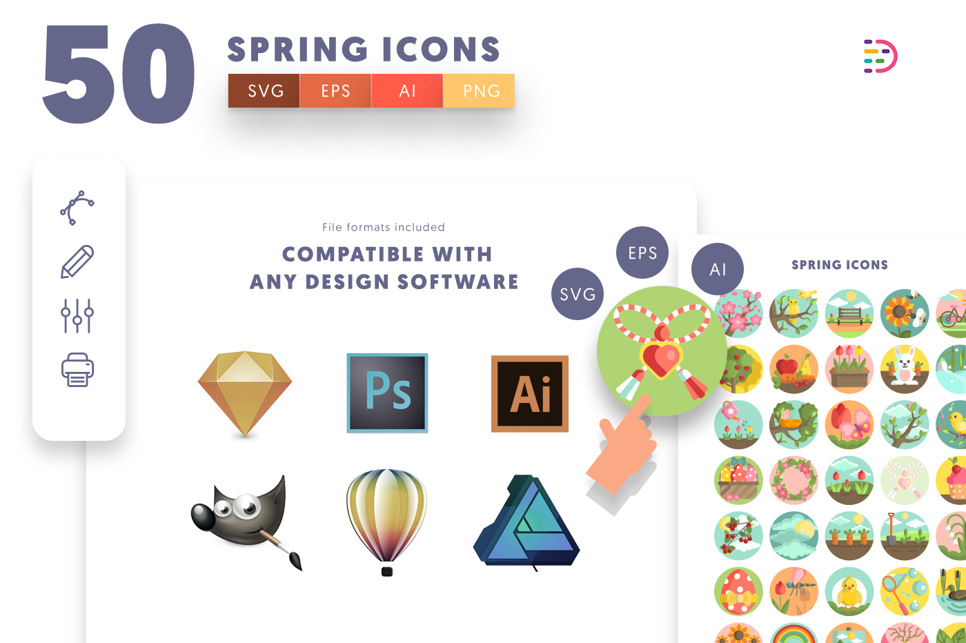 Compatible 50 Spring Icons pack