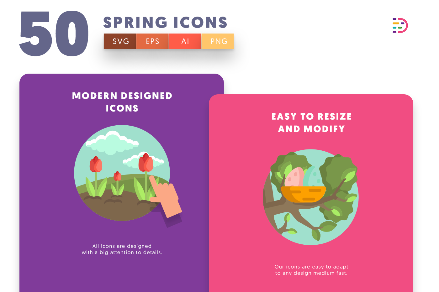 Drag and drop vector 50 Spring Icons