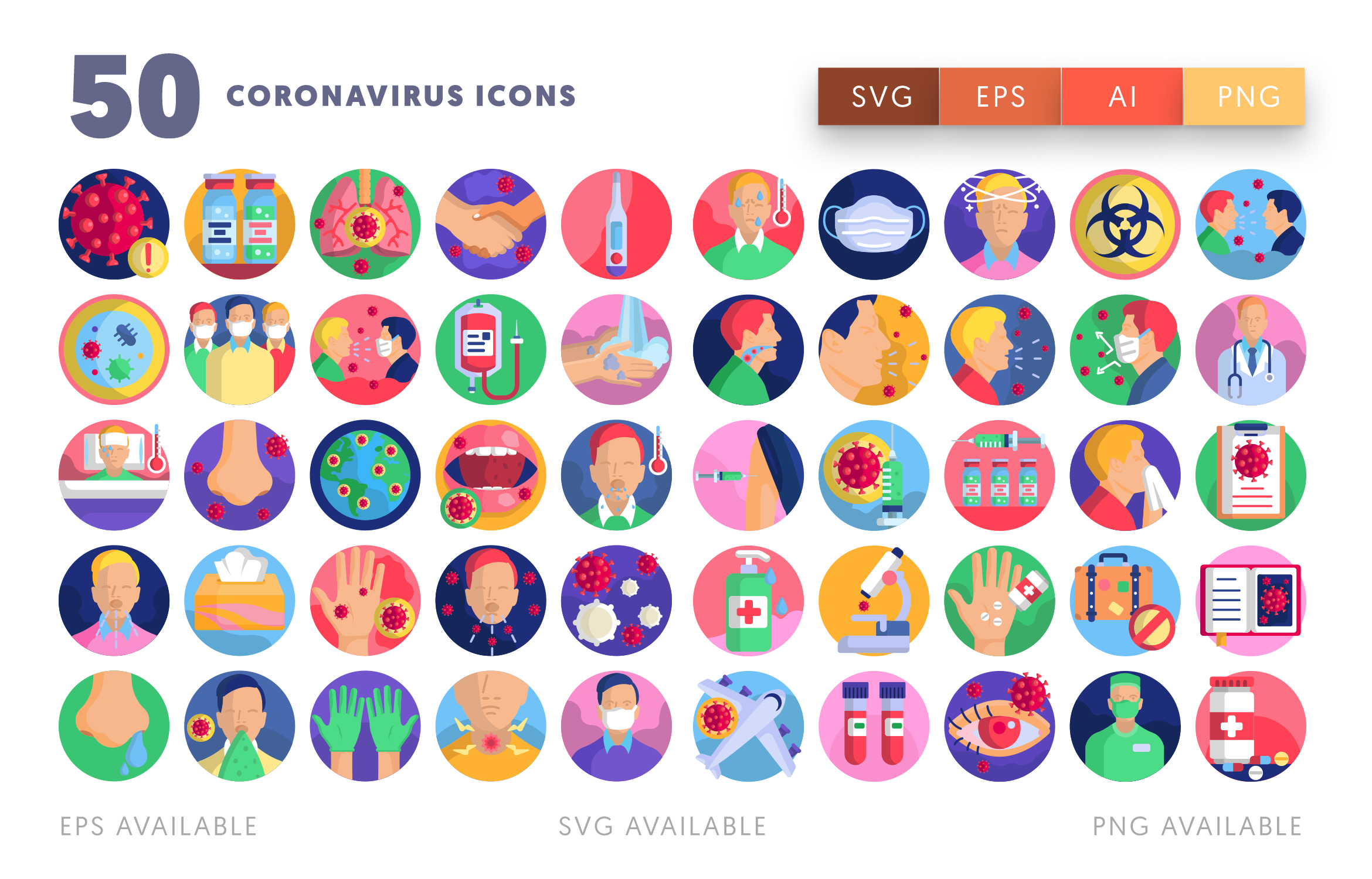 50 Coronavirus Transmission Icons