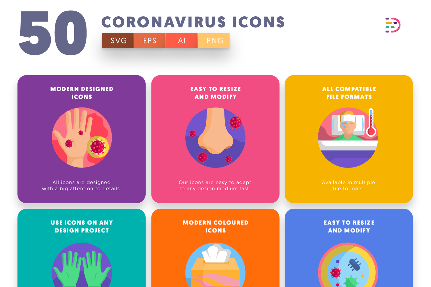 Full vector Coronavirus Transmission Icons