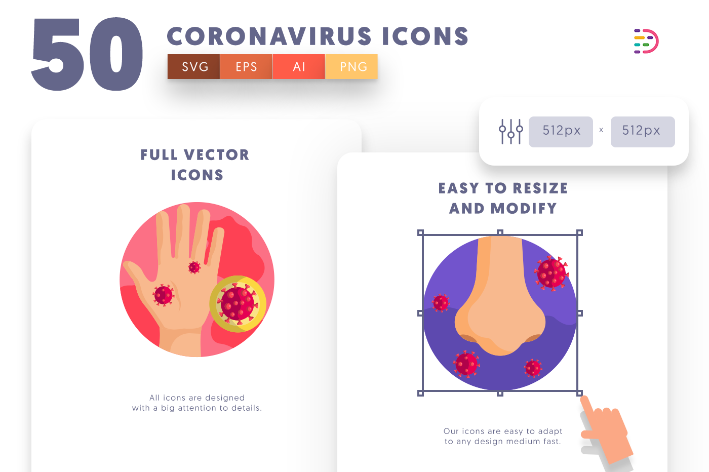 Customizable and vector Coronavirus Transmission Icons