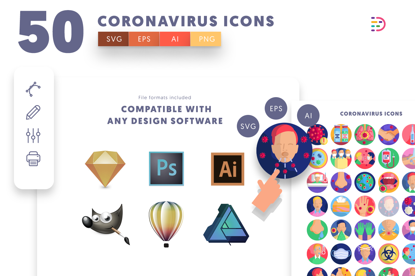Compatible Coronavirus Transmission Icons pack