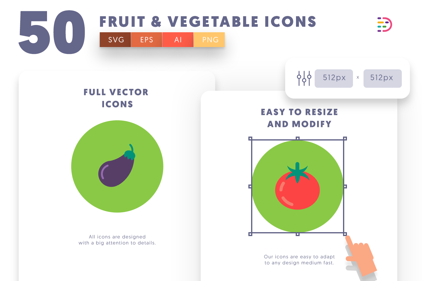 Full vector Fruits and Vegetable Icons