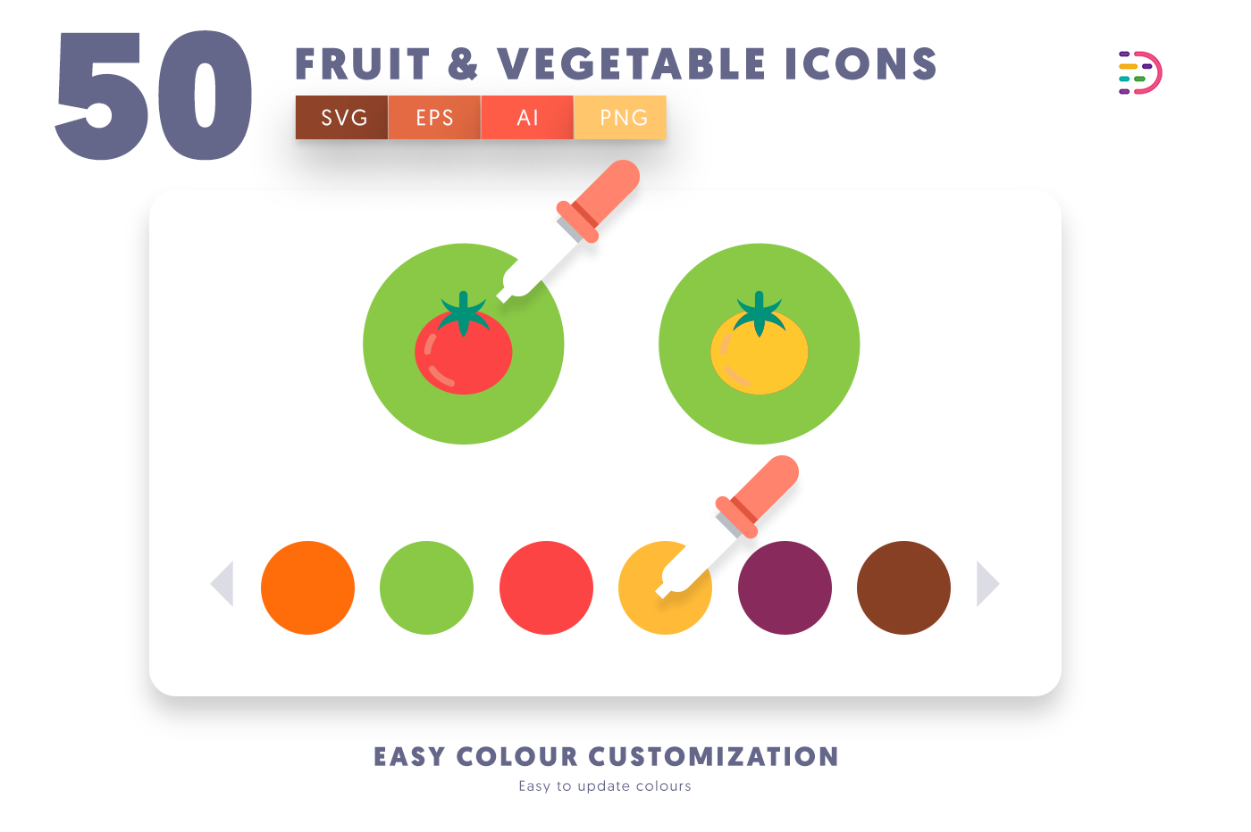  full vector Fruits and Vegetable Icons