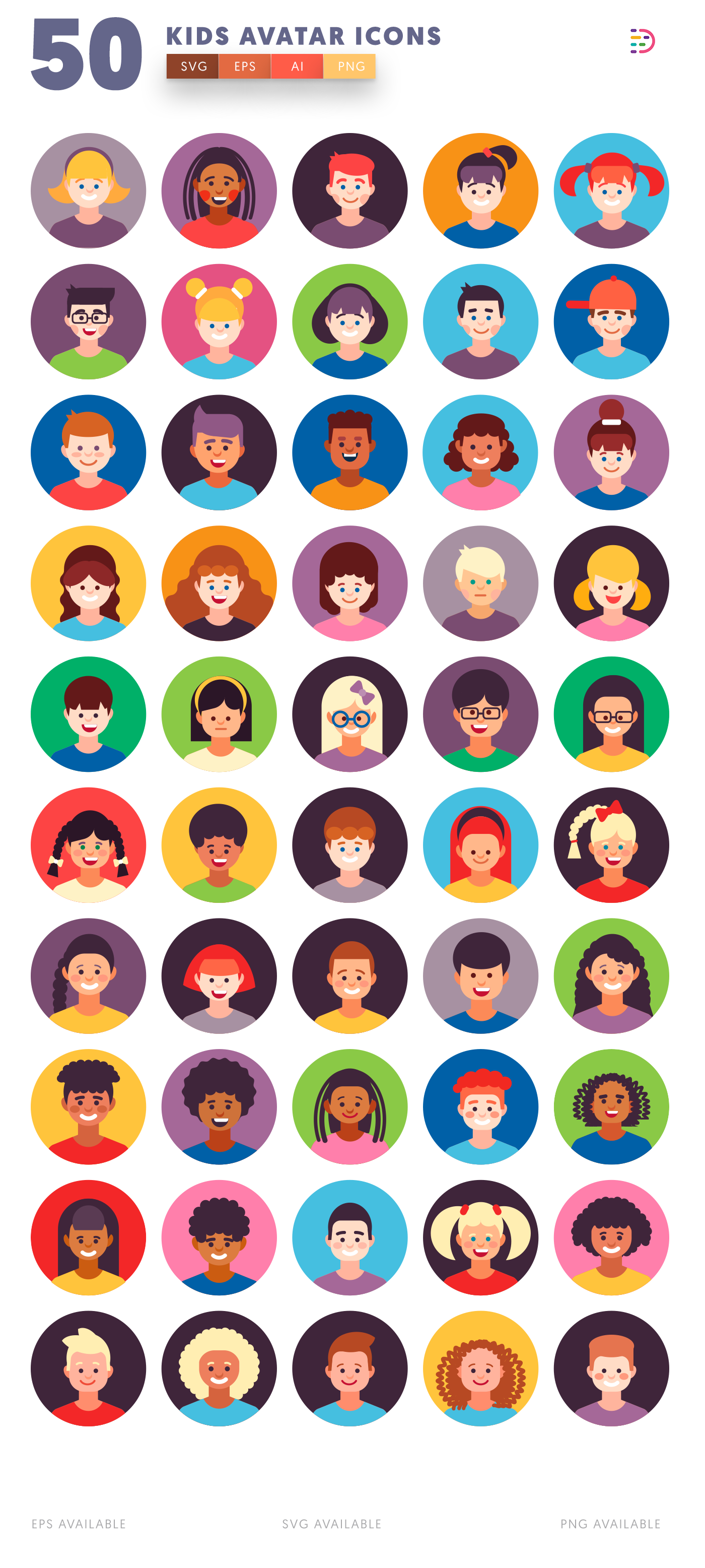 Design ready Kids Avatar Icons