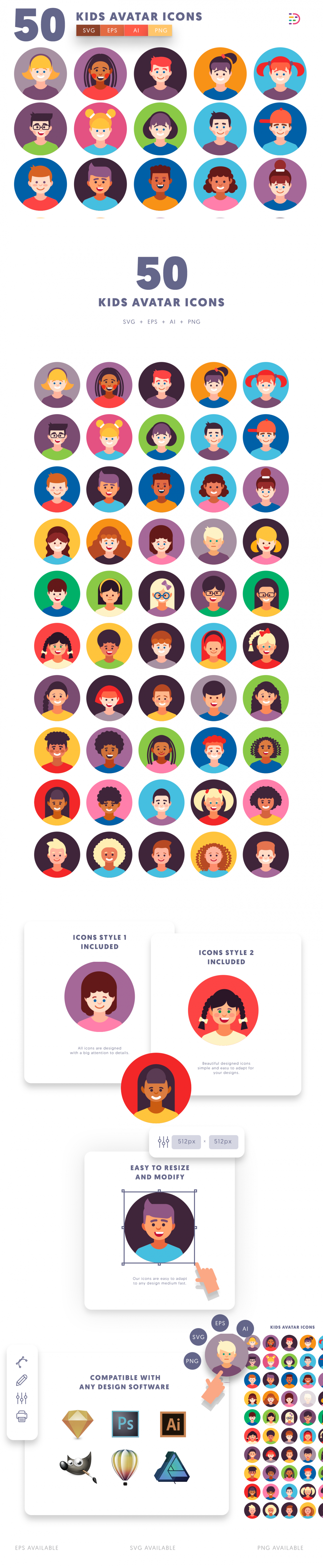 50 Kids Avatar Icons - Dighital Icons | Premium Icon Sets For All Your ...