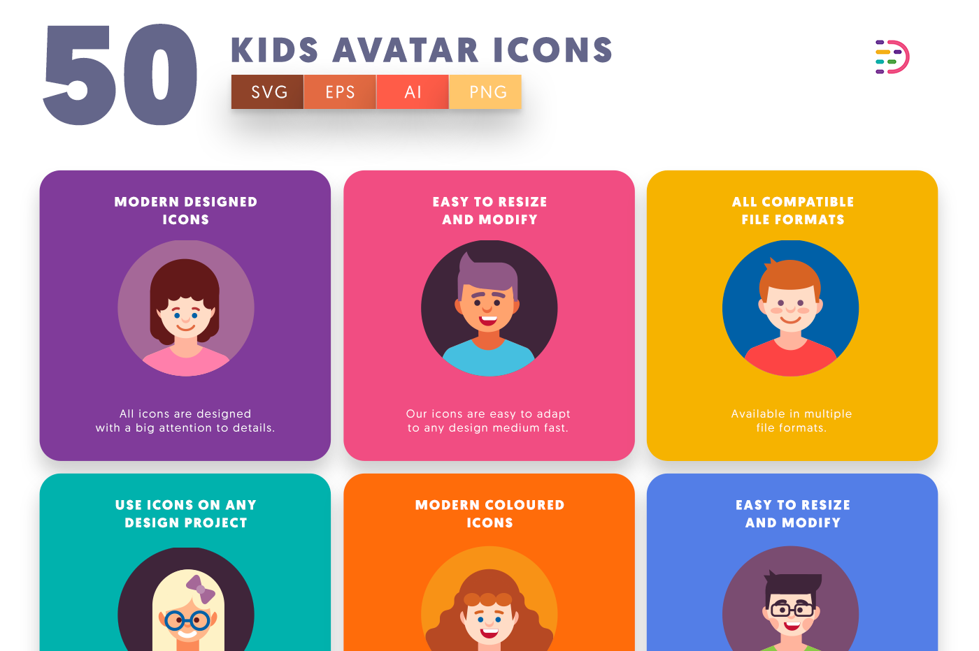 Full vector Kids Avatar Icons