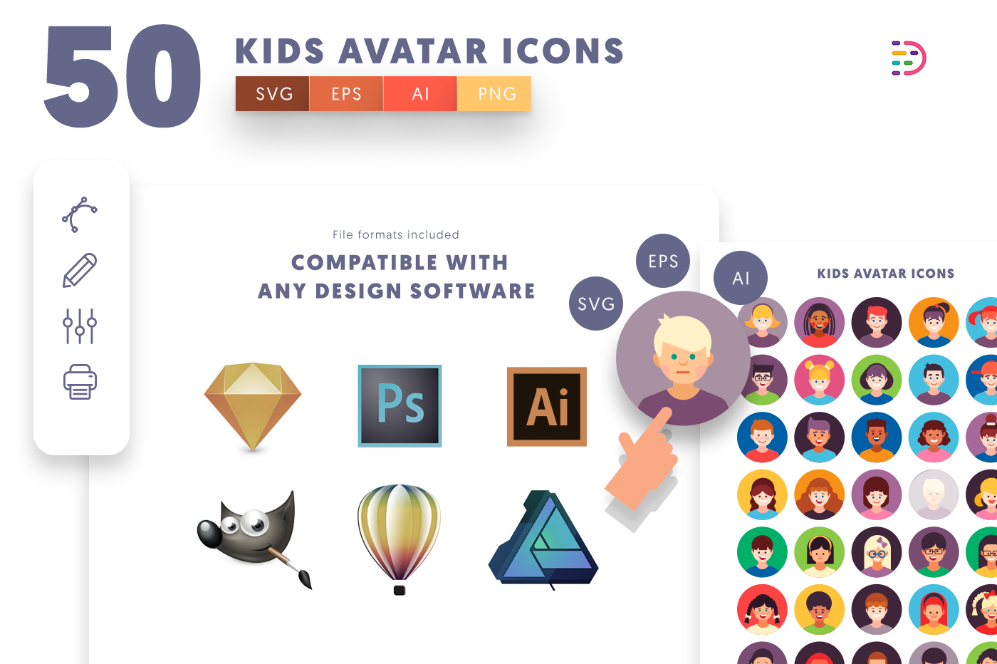 Compatible Kids Avatar Icons pack