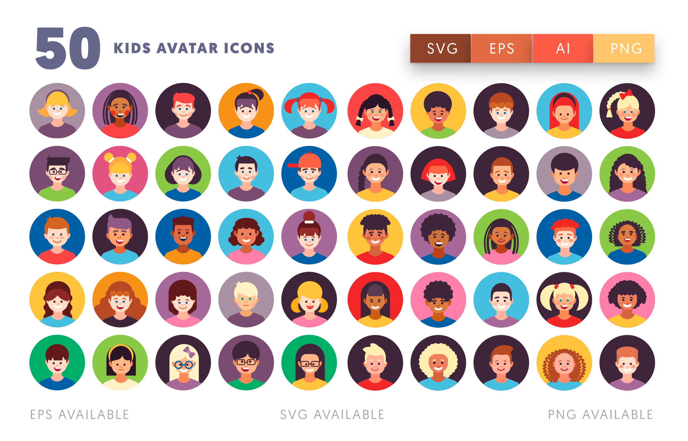50 Kids Avatar Icons