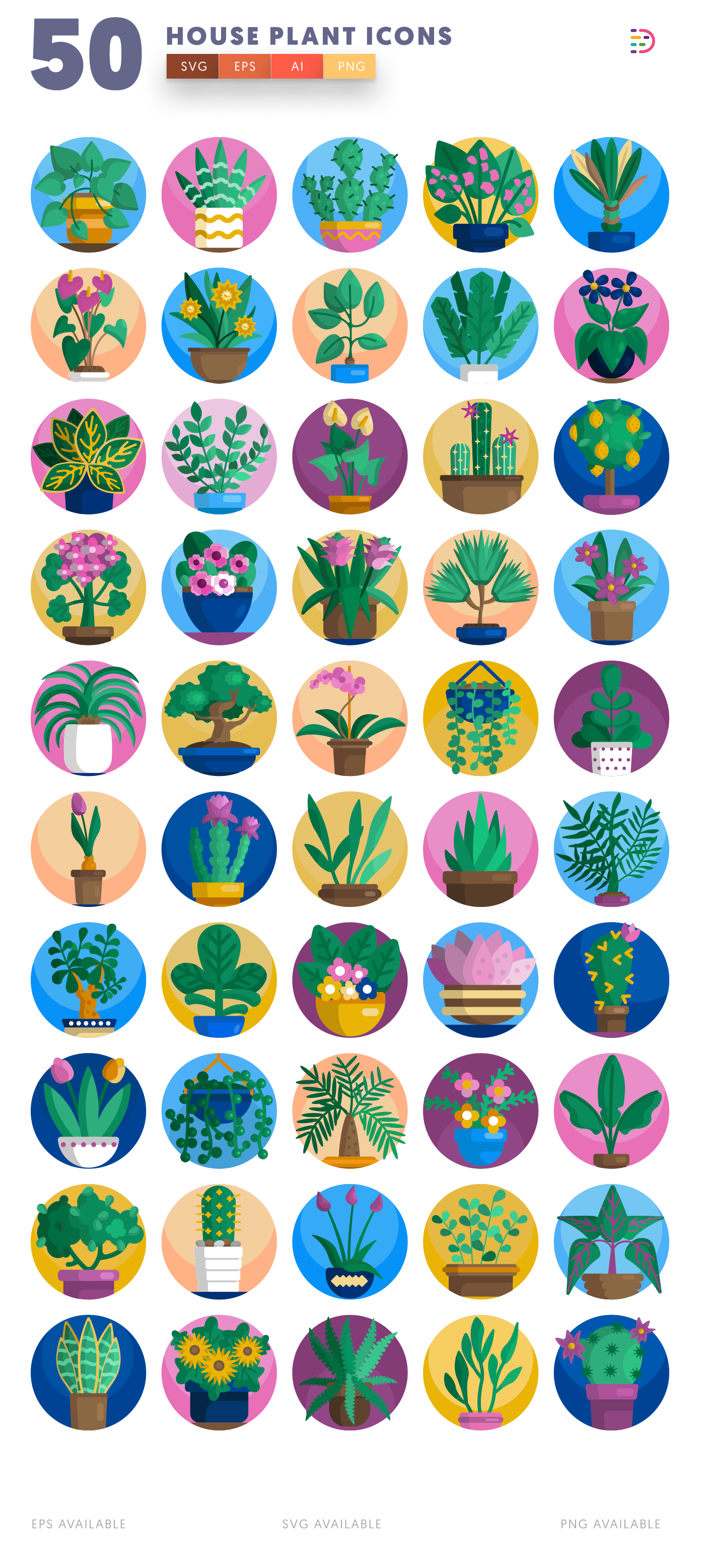 Design ready 50 House Plant Icons