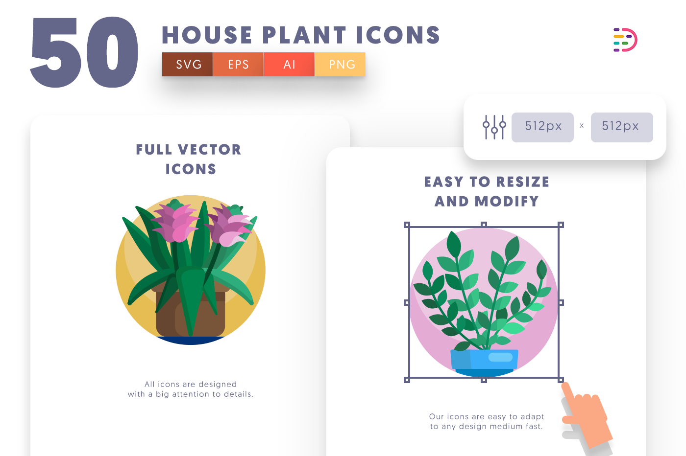 Customizable and vector 50 House Plant Icons