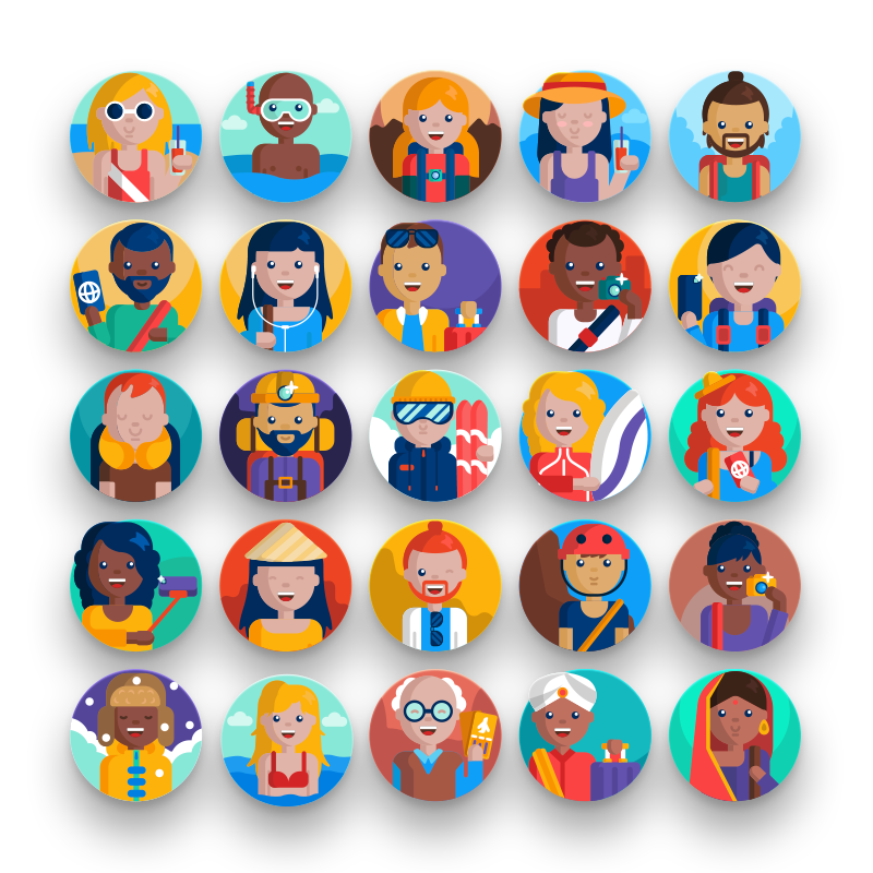 50 Travel People Icons