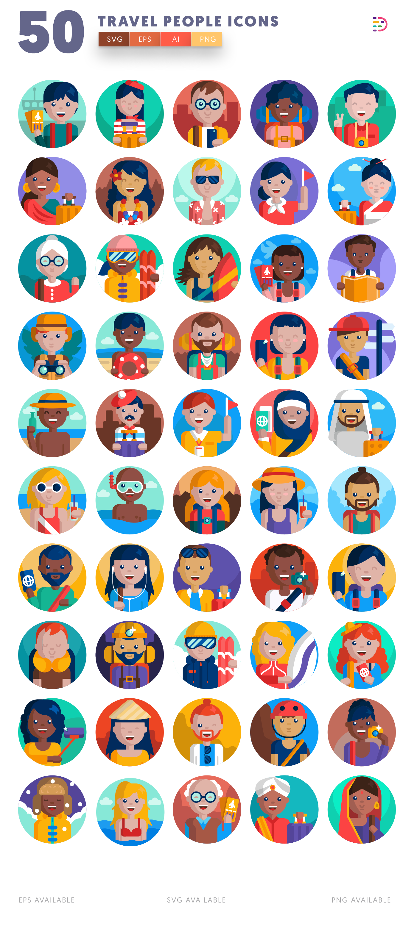 Design ready 50 Travel People Icons