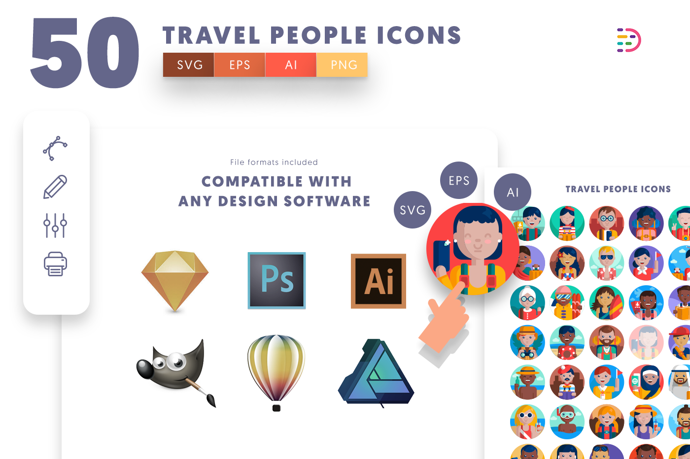 Compatible Travel People Icons pack