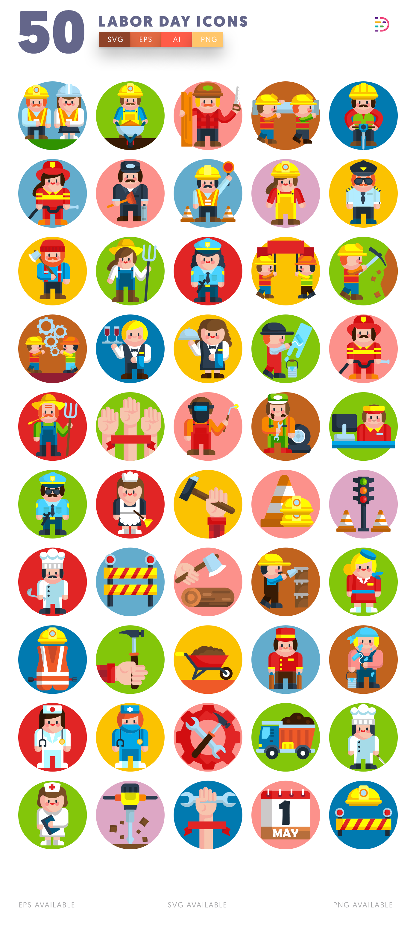 Full vector Labor Day Icons