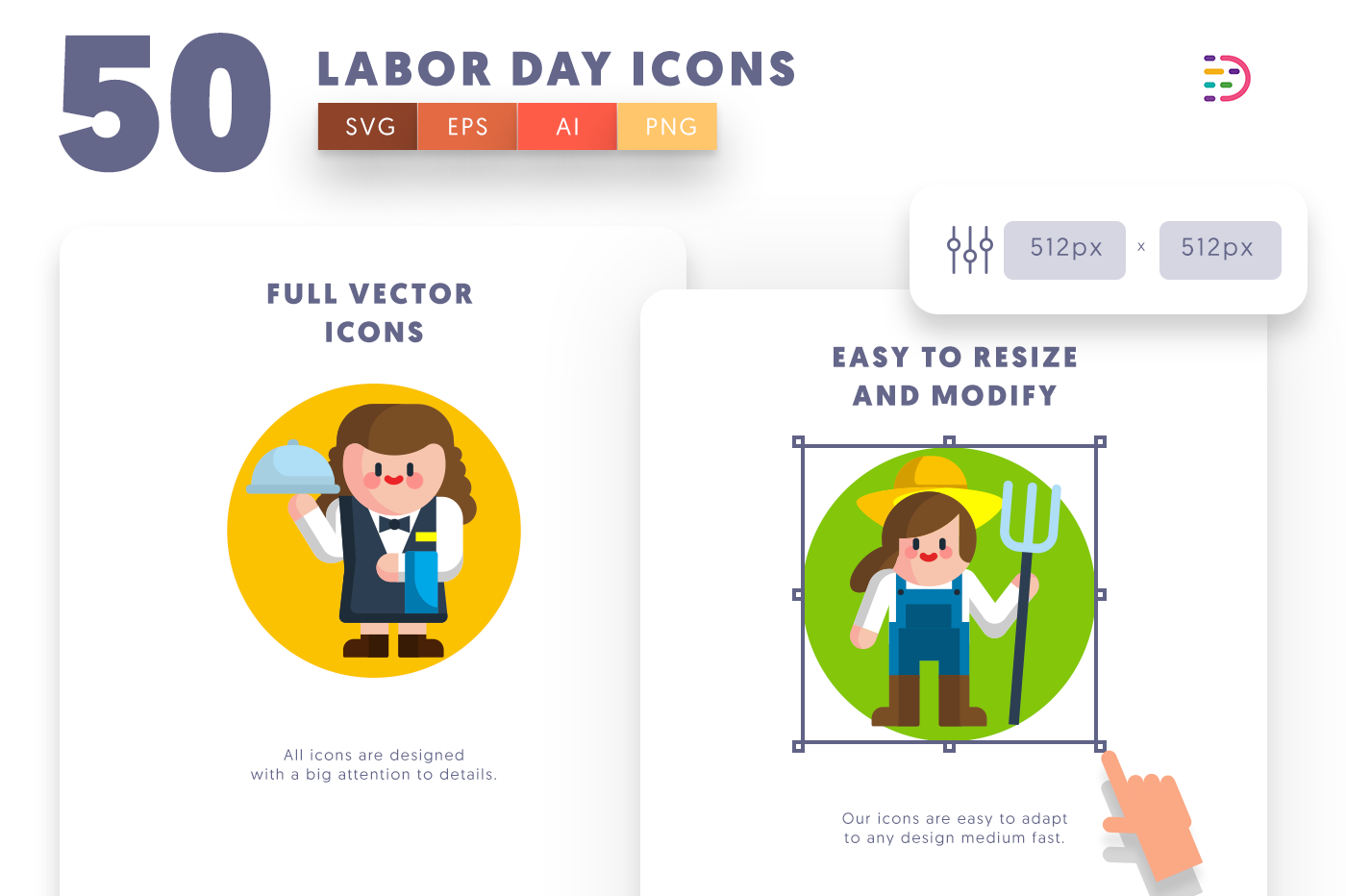 Customizable and vector Labor Day Icons