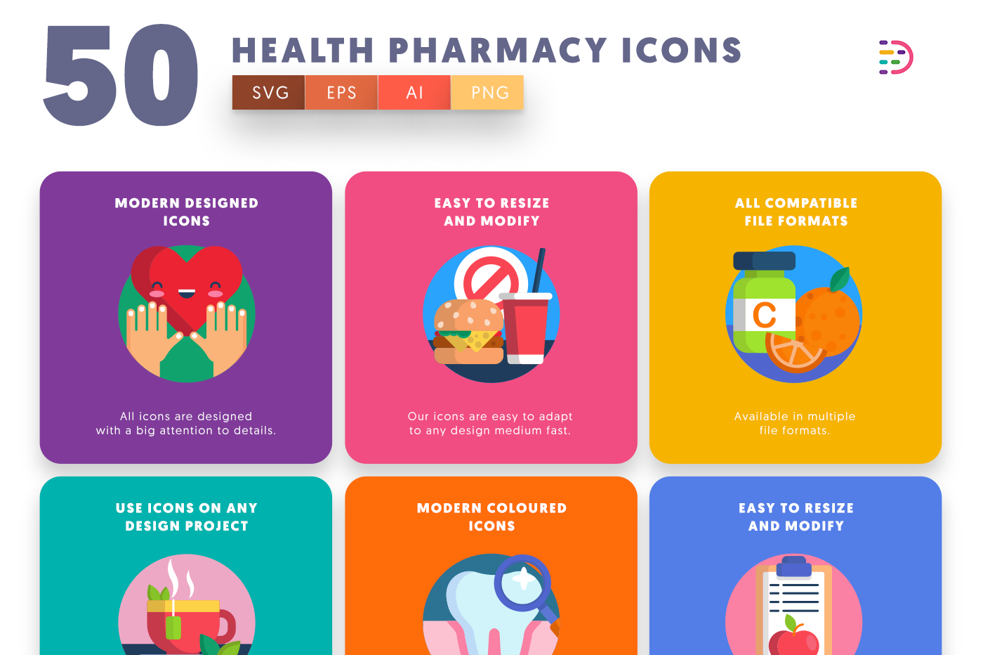 Full vector Health Pharmacy Icons