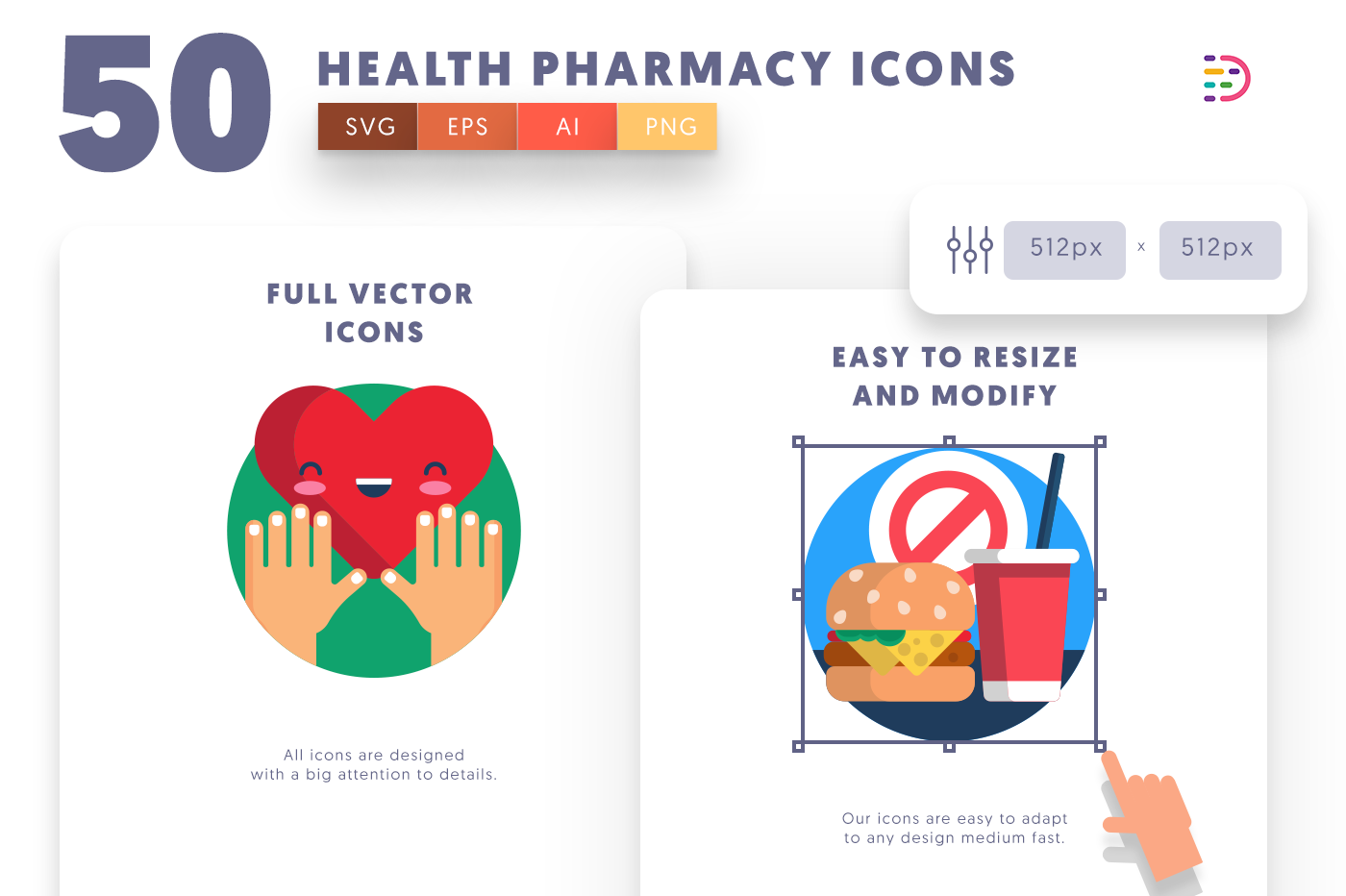 Customizable and vector Health Pharmacy Icons