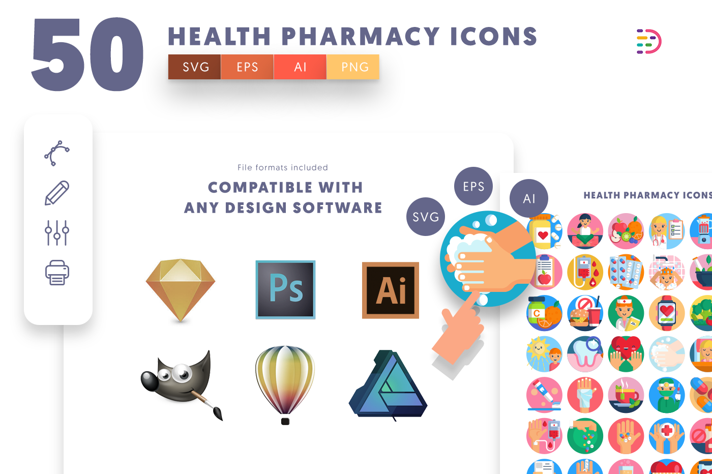 Compatible Health Pharmacy Icons pack