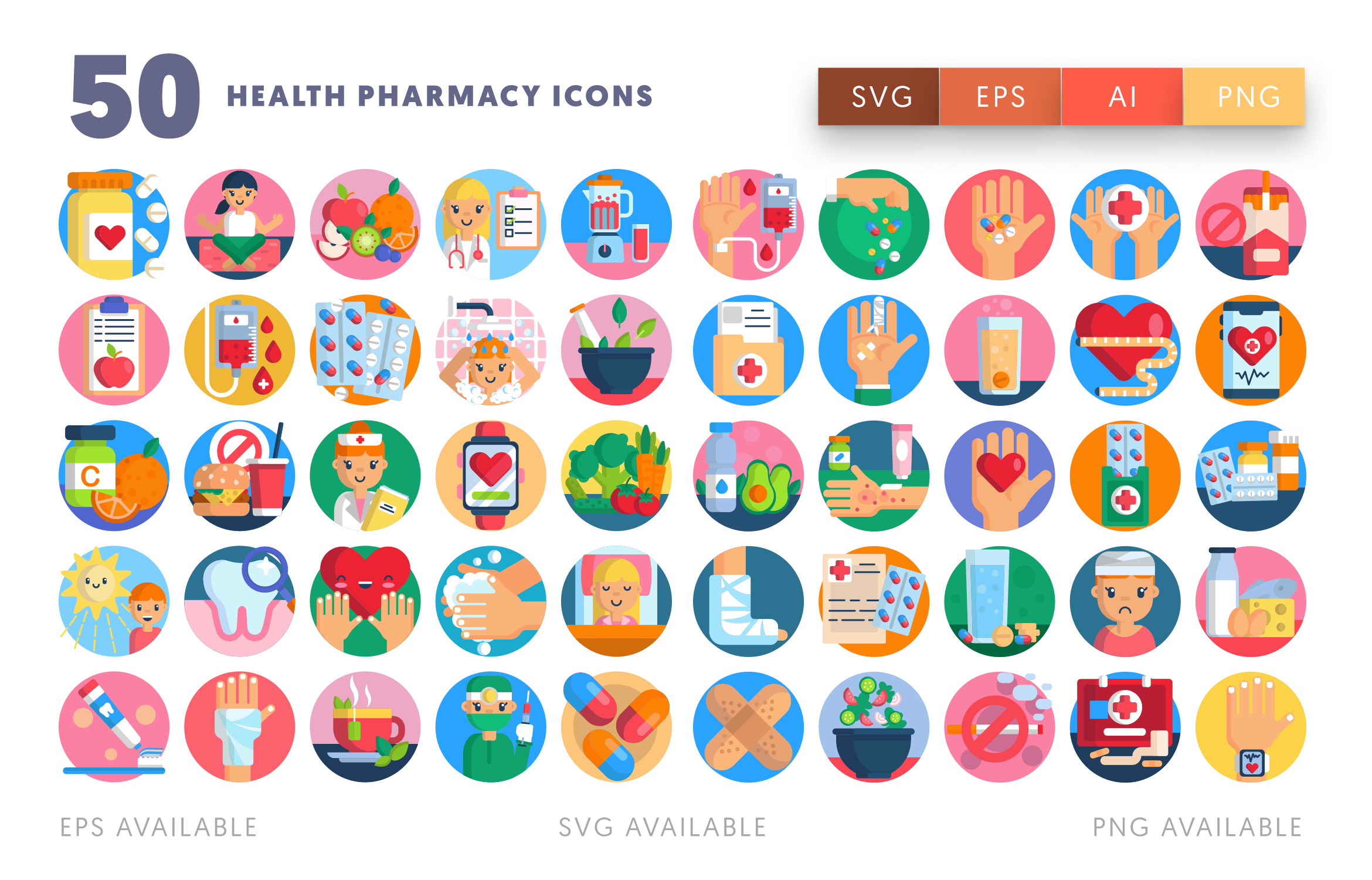 50 Health Pharmacy Icons