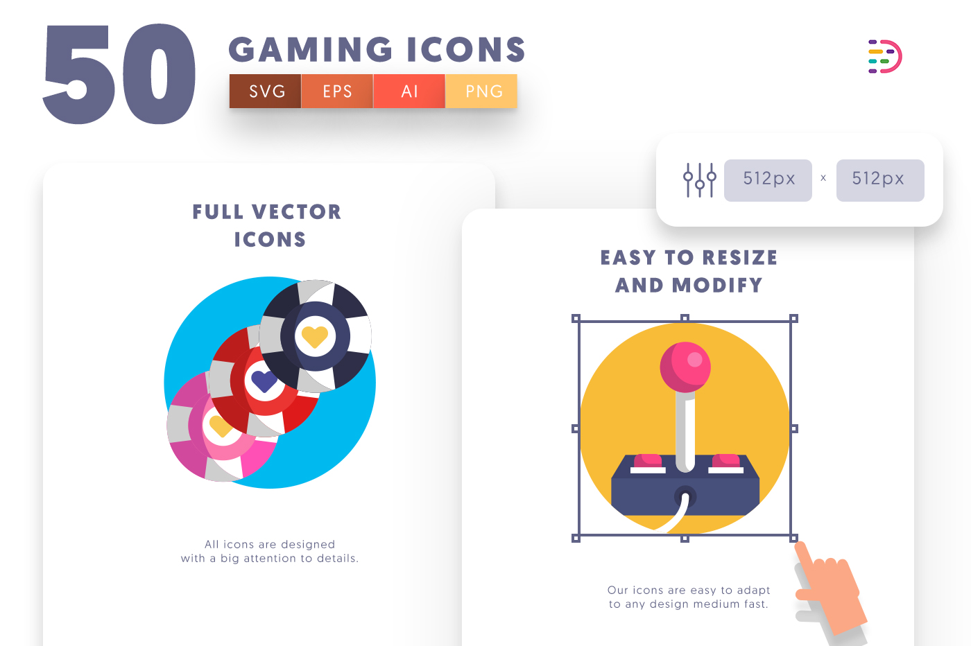 Customizable and vector Gaming Icons