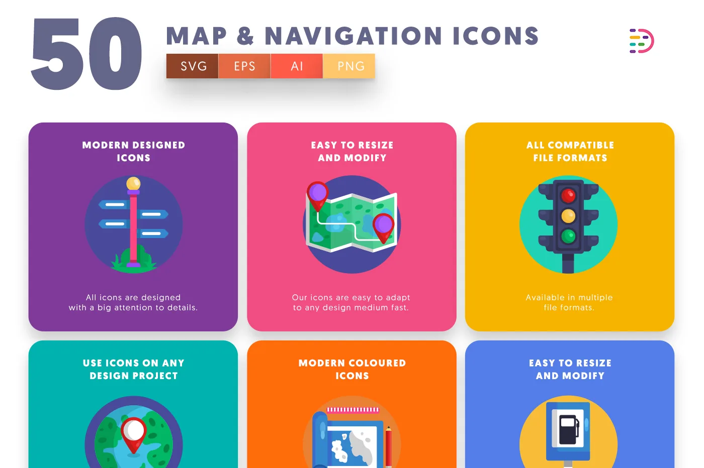 Full vector Map and Navigation Icons