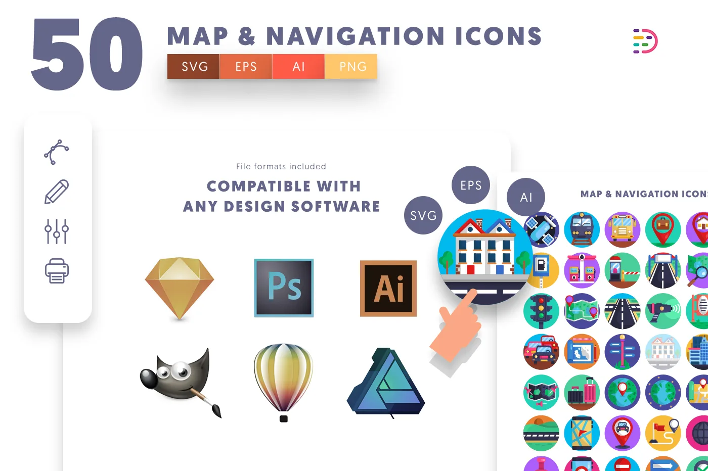 Compatible Map and Navigation Icons pack