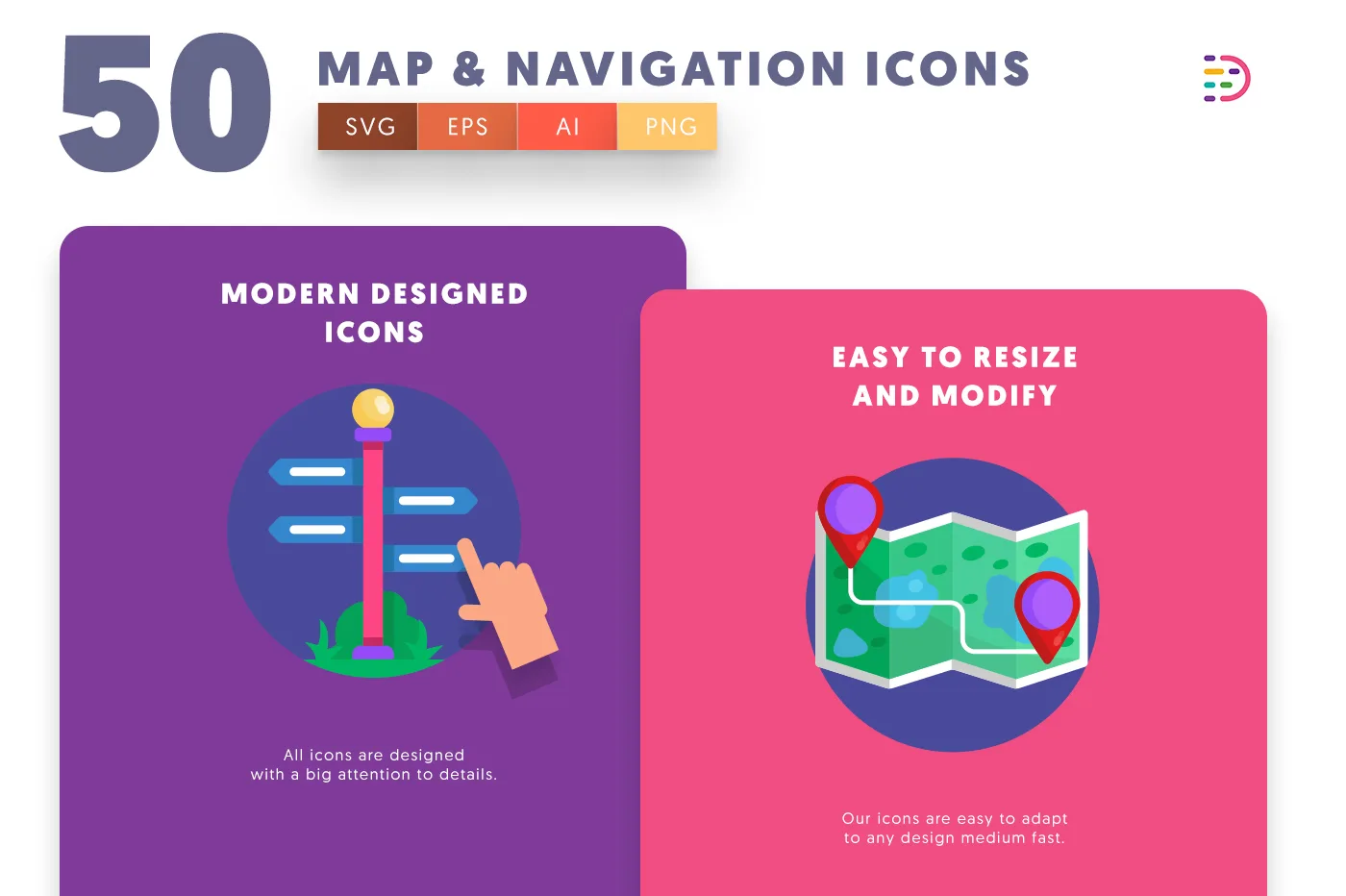 Drag and drop vector Map and Navigation Icons