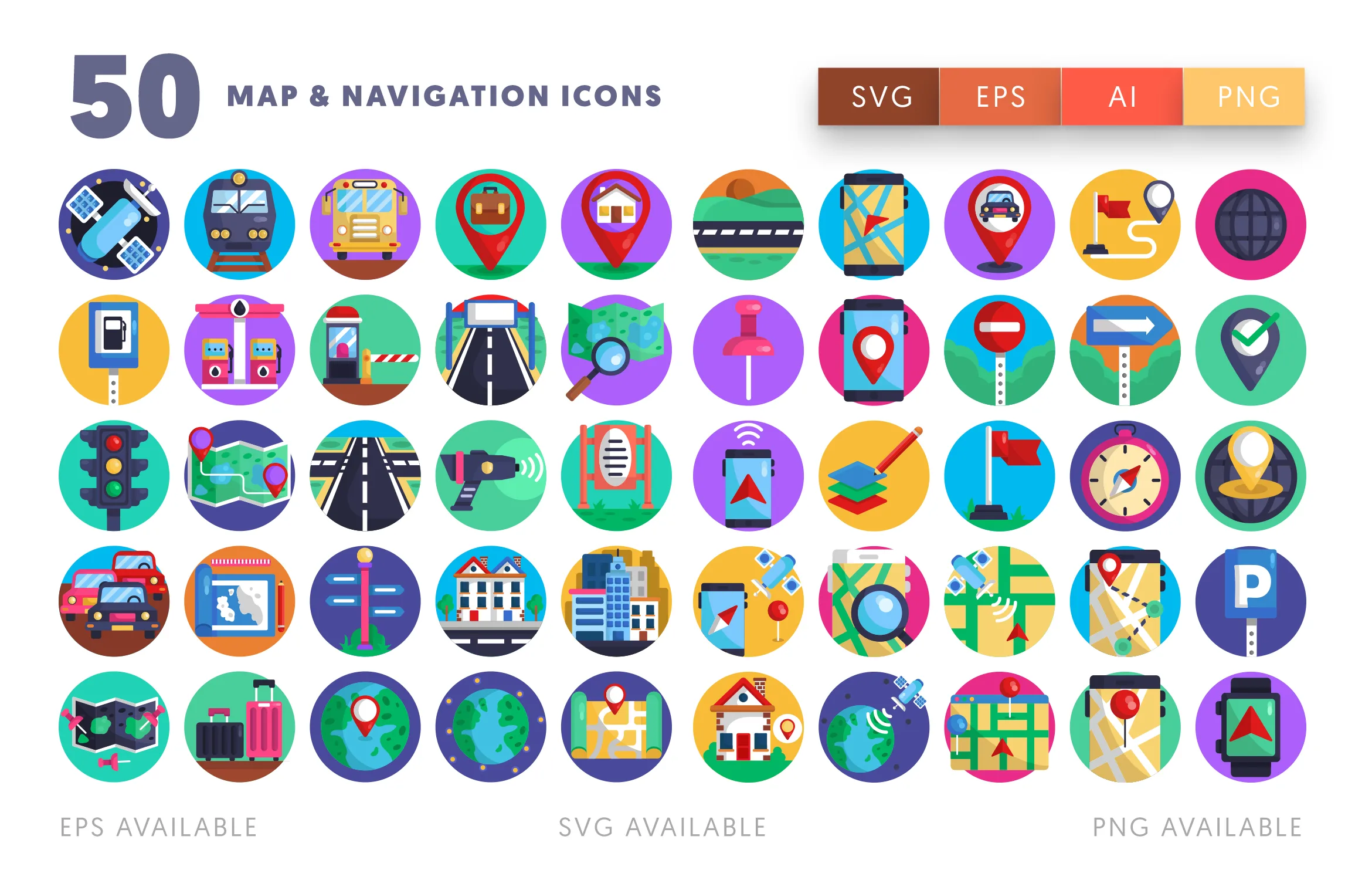 50 Map & Navigation Icons
