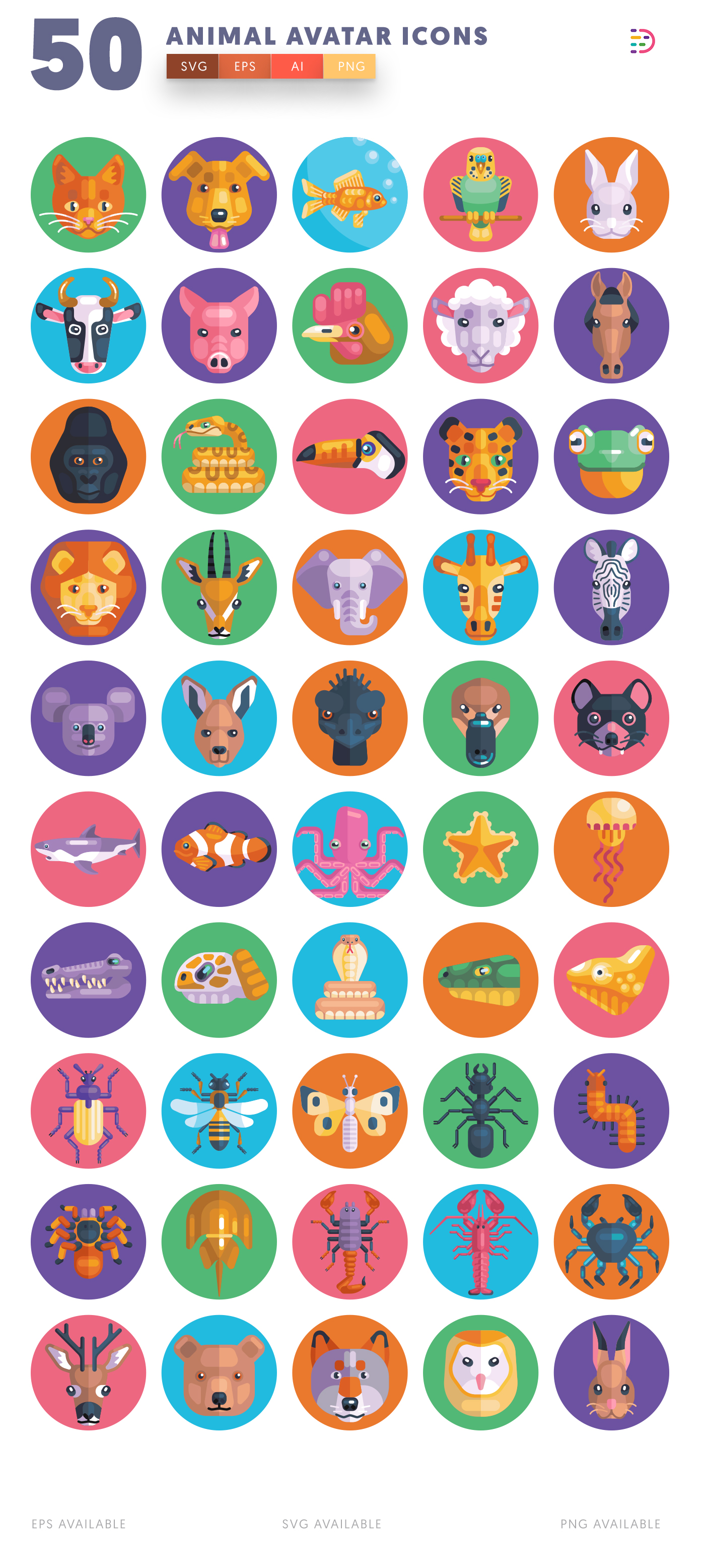 50 Animal Avatar Icons list