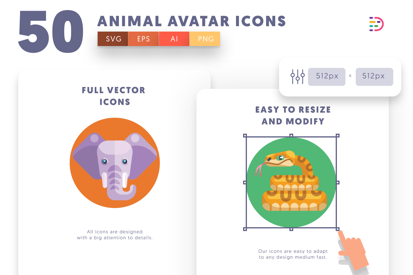 Full vector Animal Avatar Icons