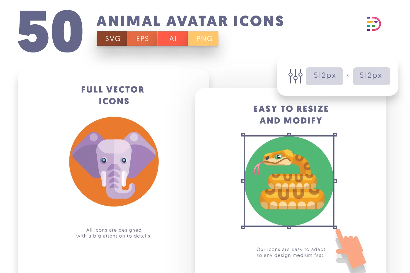 Full vector Animal Avatar Icons