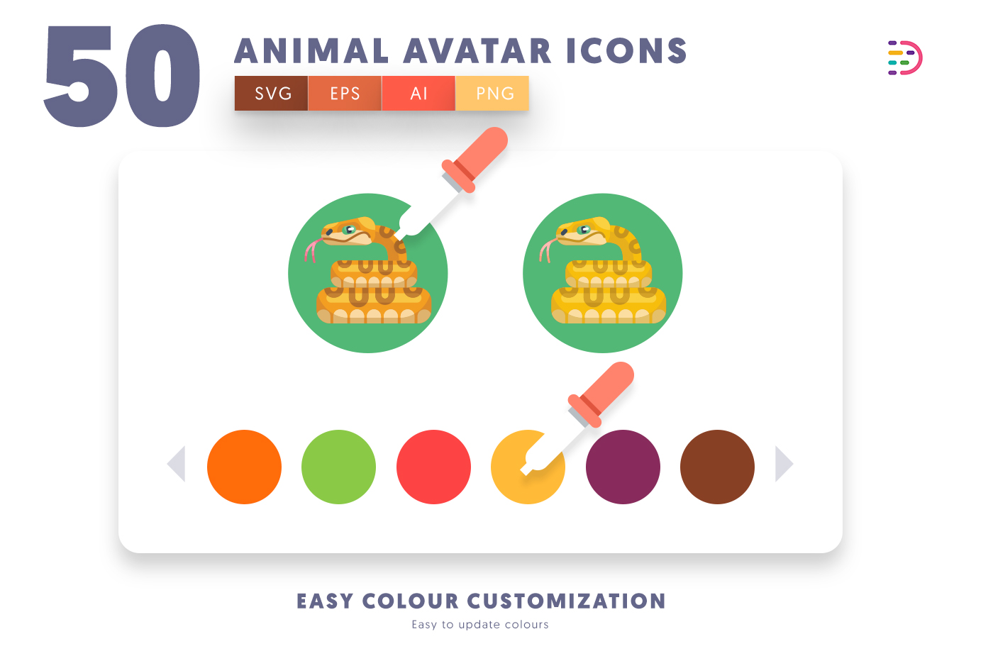 Customizable and vector Animal Avatar Icons