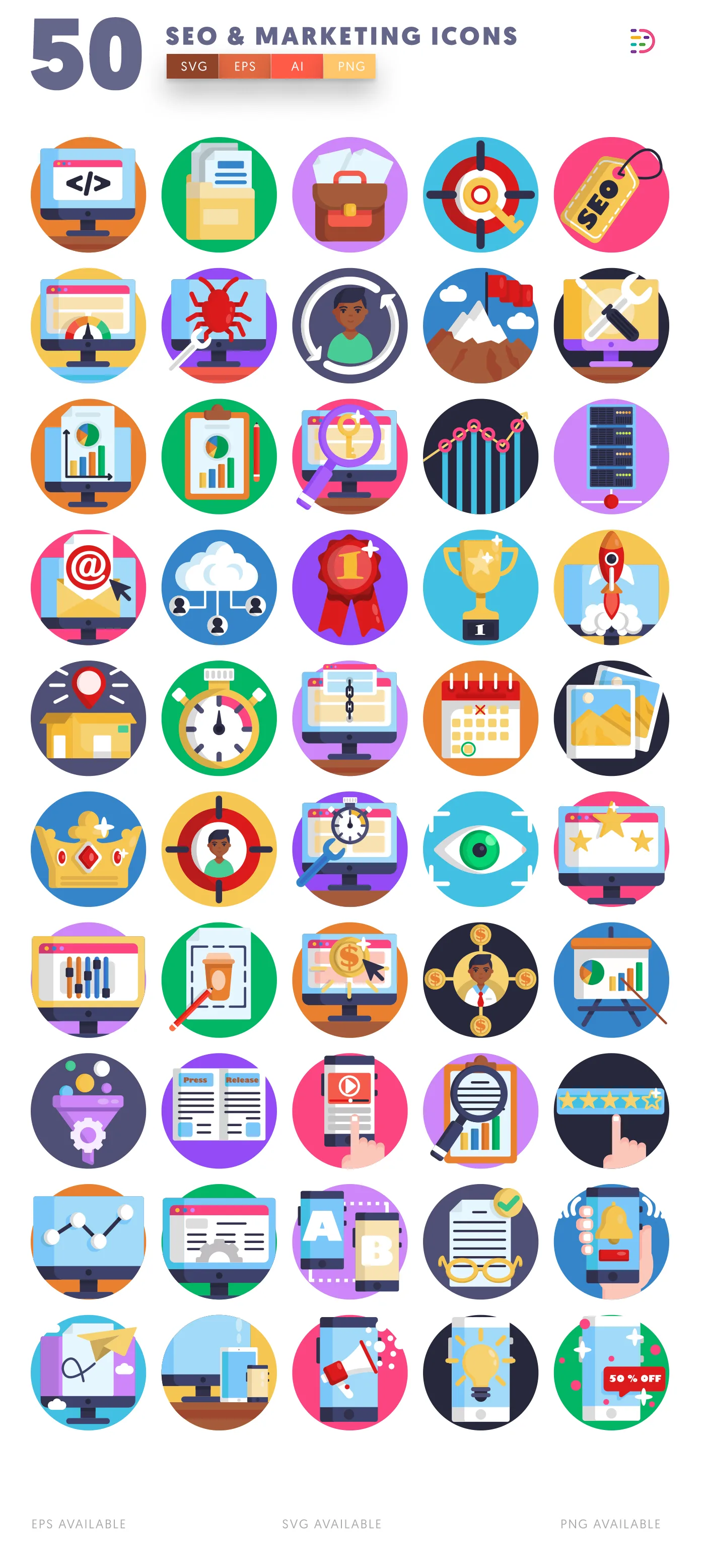  Seo and Marketing Icons list