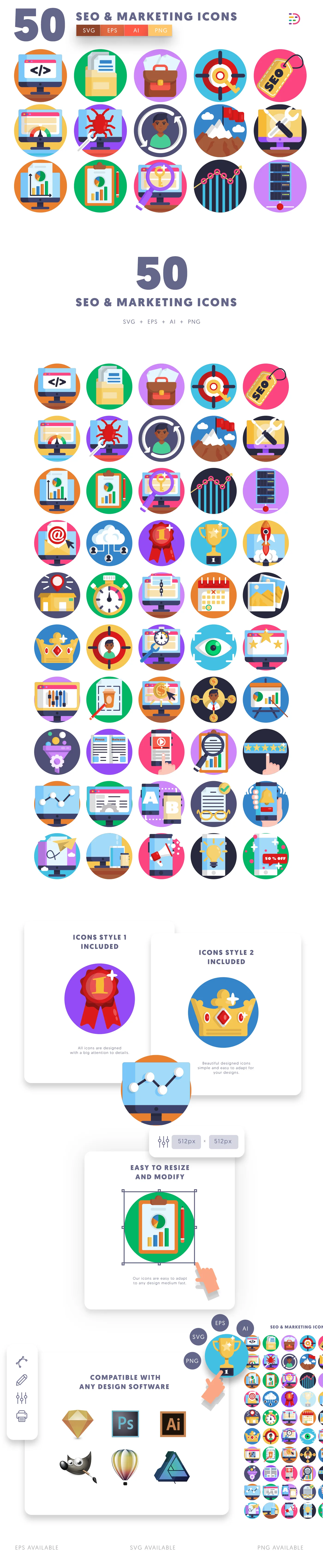  Seo and Marketing Icons