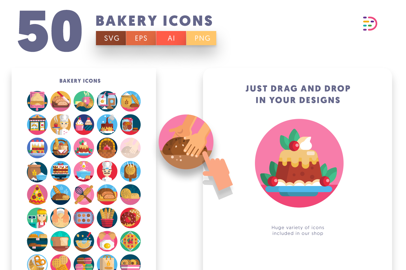 Drag and drop vector Bakery Icons